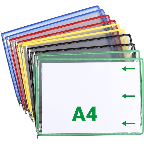 Assorted Color A4 Size Display Pockets, Landscape Mode, PK10
